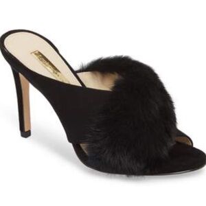 Louise et Cie Black Fur-Trimmed Heels